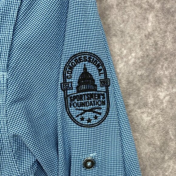World Wide Sportsman Fishing Button Shirt Mens L/G Blue Bass Pro Shop RCR Racing - Picture 5 of 14